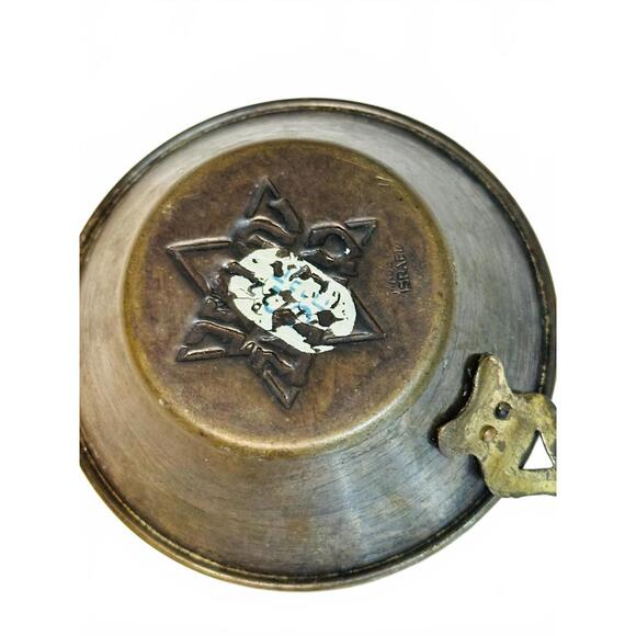 Vintage 50's WIZO's Copper Pan w Brass Handle Hebrew Text and Star of David. - Picture 3 of 8
